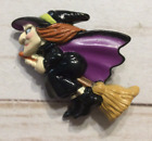 Vintage Russ Witch On Her Broom Plastic Pin