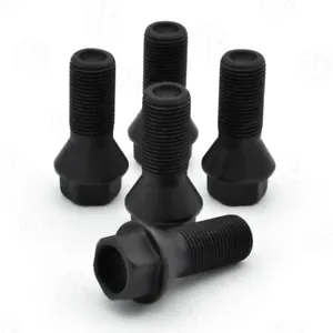 4x M14 x 1.25 27mm Wheel Bolts, OEM Style, Black, Tapered Seat Nuts Lugs BMW F30 - Picture 1 of 4