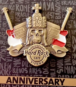 2025 HARD ROCK CAFE VIENNA 3D 11TH ANNIVERSARY ROYAL IMPERIAL CROWN SKULL LE PIN - Picture 1 of 2