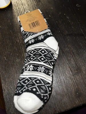 NWT Chopsticks Cozy Socks 4-10  Black White Snowflakes Design - Image 1 of 3