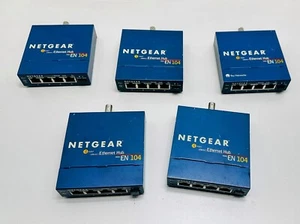 LOT 5x Netgear EN104 US 4 Port 10Base-T +1x BNC Ethernet Network Hub AS-IS NO AC - Photo 1/7