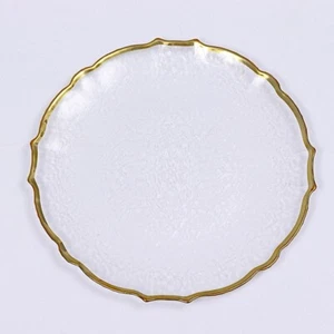 8 Clear Gold 13" Round Glass Charger Plates Scalloped Rim Party Events Tableware - Picture 1 of 9
