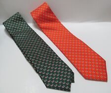 NEW lot of 2 University of Miami UM orange and green tie - ICO brand