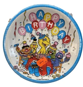 Vintage Sesame Street Jim Henson Party Plates approx 25 New sealed Bert & Ernie - Picture 1 of 4