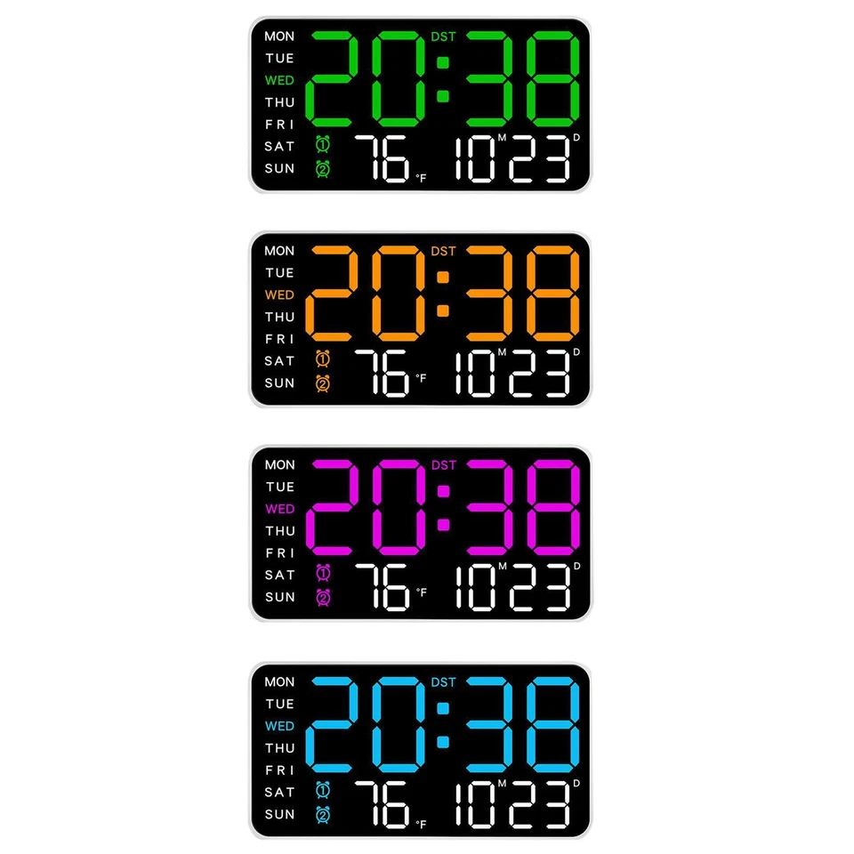 Digital Alarm Clock 5 Adjustable Brightness Large Display Wall Clock LED Digital - Image 1 of 1