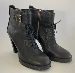 Fratelli Rossetti Womens Leather Lace Up Belted Ankle Booties Black Size 9 - Picture 1 of 19