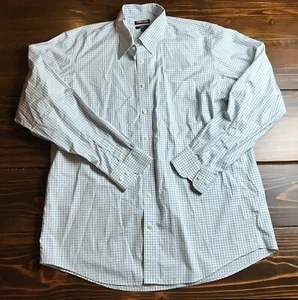 Kirkland Signature Shirt, Mens 17-36/37, White Blue Green, Plaid Traditional Fit - Picture 1 of 7