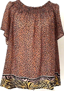 Neu mit Etikett DR2 by Daniel Rainn bronzefarbenes Oberteil mit Tiermotiv Größe M - Bild 1 von 5