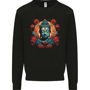 Buddha With Lotus Flowers Kids Sweatshirt Jumper - Picture 1 of 3