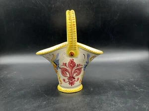 Hand Painted Italian Basket Vase Birds - Picture 1 of 9