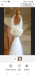 Set of 10 White Hydrangea Aisle/Pew decorations 36 Inches Long - Picture 1 of 3