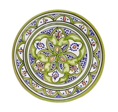 Moroccan Ceramic Plate Salad Pasta Bowl Serving Handmade Wall Hanging 8" Small - Image 1 of 3