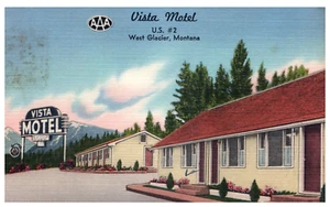 Vintage 1960's West Glacier Montana Vista Motel Triple A Postcard - Picture 1 of 2