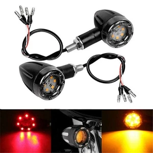 2x Motorcycle LED Bullet Turn Signals Brake Running Tail Light fit Racer Bobber - Picture 1 of 6