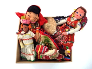 Job Lot of 16 Various Folk Art Cloth & Plastic Dolls Mexico Nicaragua etc. - Picture 1 of 24