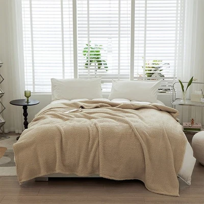 Doppelseitige Faux Lammwolle Decke Plüsch Weich Warm Haustier Überwurf für Ka - Bild 1 von 4