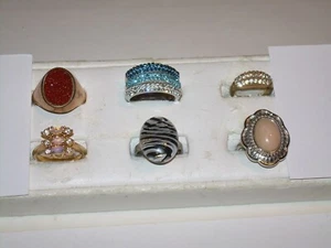 Vintage Lot 6 Costume Rings  - Picture 1 of 12