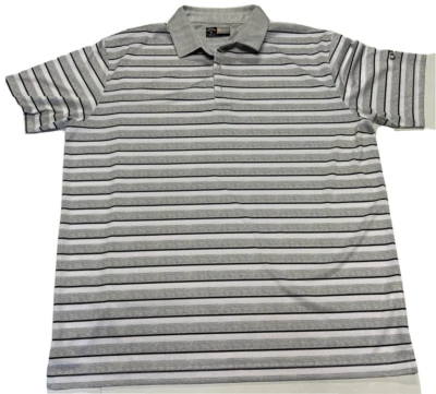 CALLAWAY Opti-Dri Golf Polo Shirt Men’s XL Stripped EUC Grey - Image 1 of 4