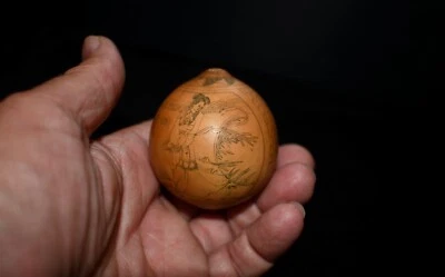 Antique Etched / Engraved early 20th Century Chinese Gourd from Penang Malaysia - Image 1 of 4