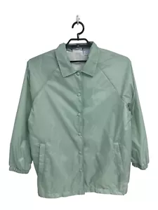 Blair Women's Long Sleeve Soft Light Green Snap Button Up Windbreaker Size L - Picture 1 of 11