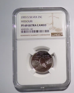 2003-S Silver 25C Missouri NGC PF69 Ultra Cameo - Picture 1 of 2