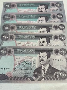Iraq Iraq 250 Dinari Saddam Hussein 250x10 Note NON IN CIRCOLAZIONE RARE! - Foto 1 di 12