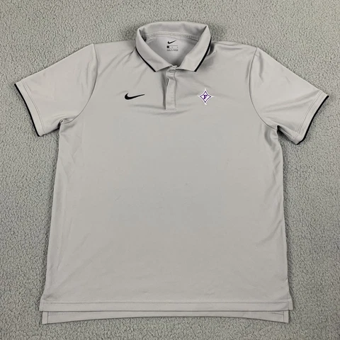 Furman Paladins Polo Shirt Mens Large Gray Short Sleeve 100% Polyester Nike NCAA Cover