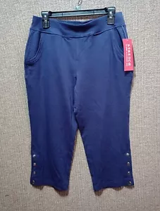 New Rebecca Malone Navy Blue Capris Pull On Size Small With Pockets Stretchy - Picture 1 of 11