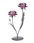 Teelichthalter Blüten Glas silberfarben Metall Höhe ca 37cm Deko-Objekt SEHR GUT