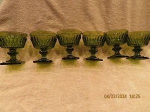 6 Vintage Mount Vernon Glas Shebert Dessertbecher, Avocado Grün - Bild 1 von 6