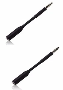 2 x Black Slim 3.5mm Headset Audio Jack Extender for iPhone Android Battery case - Picture 1 of 8