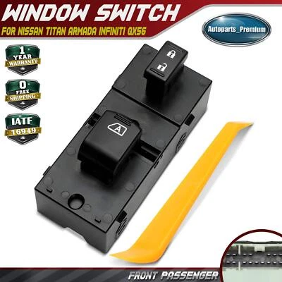 Interruptor de ventana eléctrica para pasajero delantero Nissan TITAN 04-15 Armada INFINITI QX56 Foto 1 de 4
