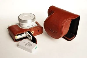 Estuche Cubierta Bolso Completa de Cuero Real Genuino para Nikon J4 Parte Abierta Marrón - Imagen 1 de 9