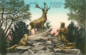 Postal Alemania Berlín Hubertusbrunnen Zoo dividida C. 1910 sin publicar - Imagen 1 de 2