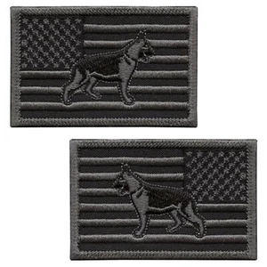 set of 2 USA flag K-9 handler subdued ACU american embroidered K9 hook patches - Picture 1 of 5