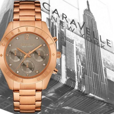 Caravelle New York 44L190 cronógrafo folheado a ouro rosa 3 anos guar RRP £129,00 - Imagem 1 de 4