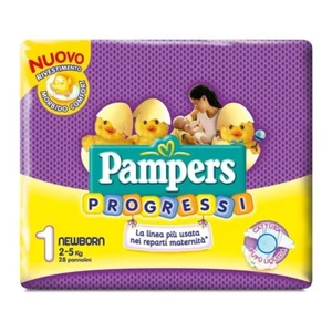 PAMPERS PROGRESSI PANNOLINI NEWBORN 2-5 KG IN CONFEZIONE DA 28 PEZZI - Foto 1 di 2
