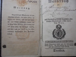 23055 Handwerker Wanderbuch 1823 Dresden 40 Eintragungen Leipzig Schweidnitz M - Bild 1 von 7