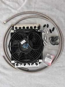 TH350-400 ,POWERGLIDE DERALE 13700   COOLER  W/ FAN KIT W/AN LINE & THERMOSTAT - Picture 1 of 2