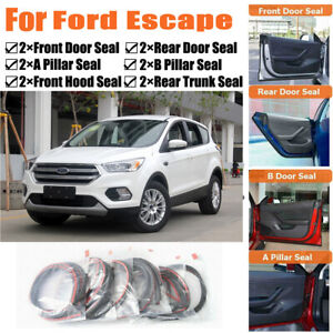 Door Rubber Seal Strips Weather Draft Wind Noise Reduction Kit For Ford Escape