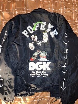 Chaqueta cortavientos DGK negra chaqueta Popeye ropa de calle resistente al agua, M Foto 1 de 4