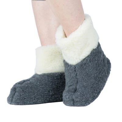 MUJER GRIS CÁLIDO LANA OVEJA PIEL MERINO ZAPATILLAS BOTAS VALENKI BLANCO TOP Foto 1 de 4