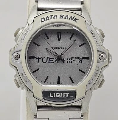 Casio Data Bank Twincept Quartz ABX-23 World Time Ana-Digi Vintage Men’s Watch - Image 1 of 4