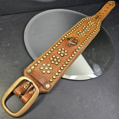 Винтажный собачий ошейник XL с регулируемой латунной пряжкой и заклепками 20–24 дюйма кожа - Изображение 1 из 4