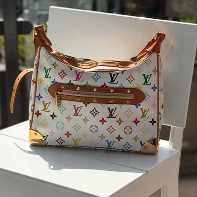 VINTAGE LOUIS VUITTON Multicolor white Murakami Shoulder Boulogne Bag Y2K - Image 1 of 4