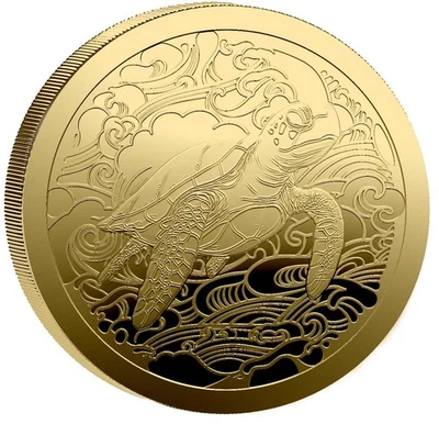 Moneda de oro 2025 Pitcairn Islands Ocean Wonders Sea Turtle 0,5 gramos Foto 1 de 3