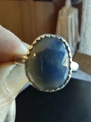 Sterling Silver 925 Lab Created Sapphire Gemstone Ring 3ct Faceted Size 9.75 - Image 1 of 4