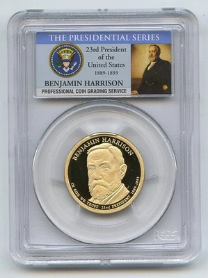 2012 S $1 Benjamin Harrison Dollar PCGS PR70DCAM - Image 1 of 2