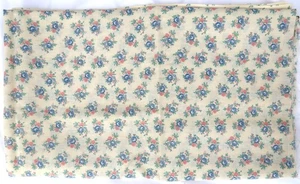 Pink Blue Green Flowers Floral Ivory Polycotton FABRIC Goods 2 Yards 43" wide - Picture 1 of 3