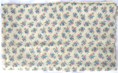 Pink Blue Green Flowers Floral Ivory Polycotton FABRIC Goods 2 Yards 43" wide - Image 1 of 3